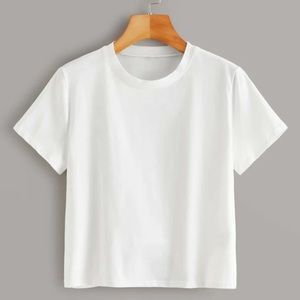 White Basic Solid Short Sleeve Tee